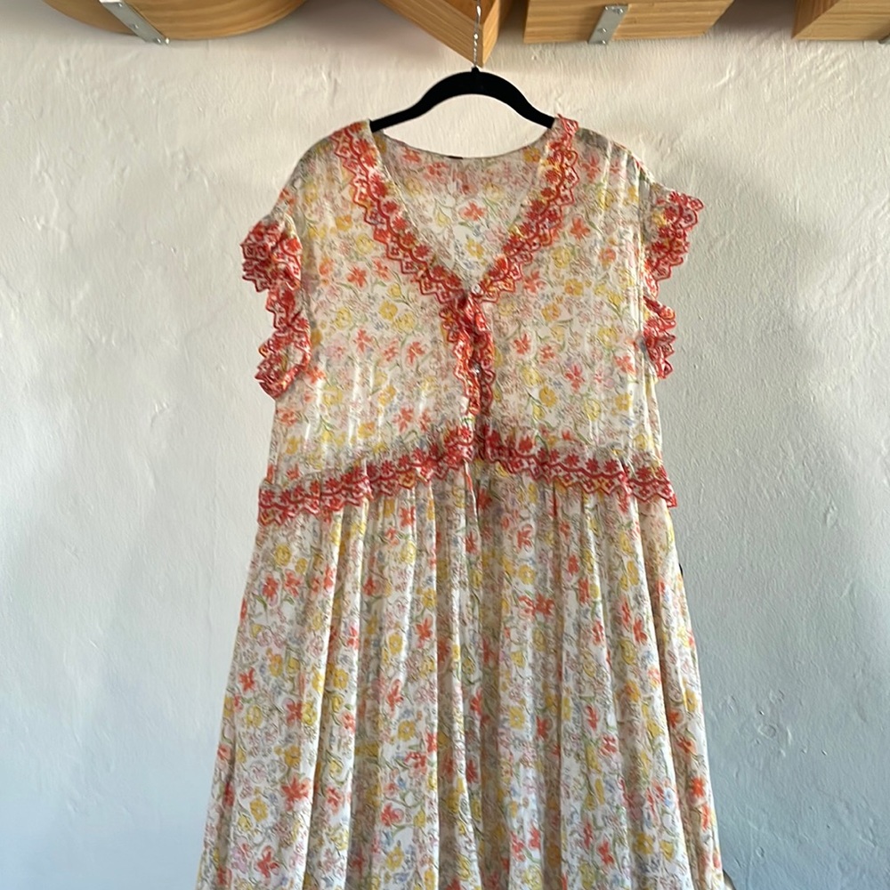 Free people dress XS maxi floral 🧡 roomy